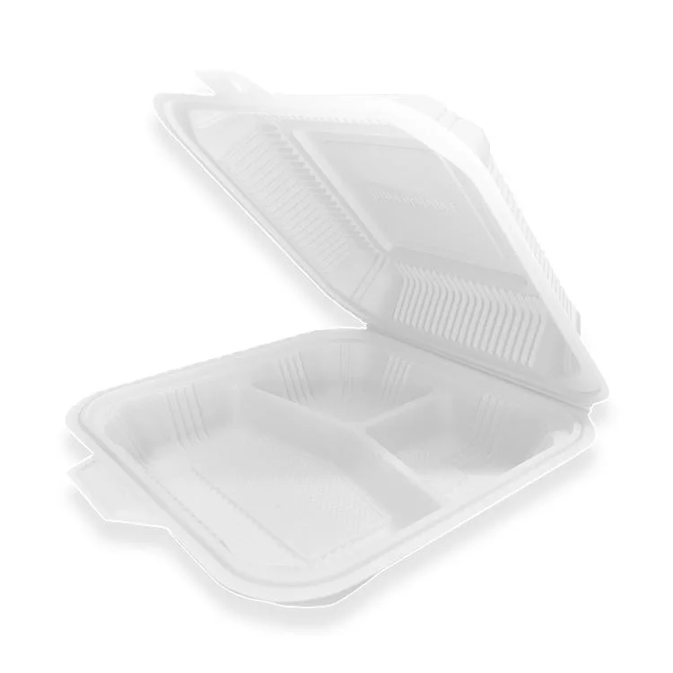 High Quality Disposable Biodegradable Hot Water Cornstarch 3 Compartment Gift Packing Box